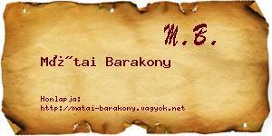 Mátai Barakony névjegykártya